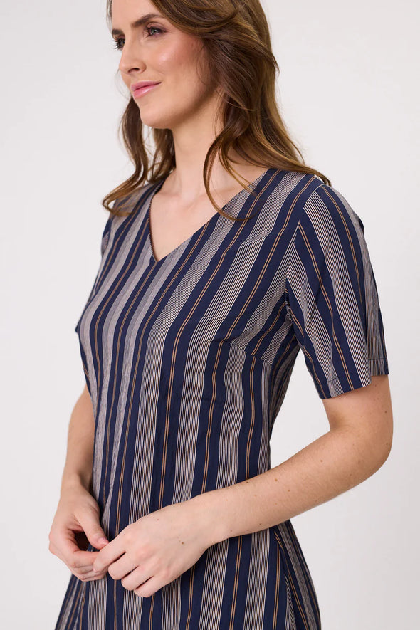 Marta Dress Navy Stripe