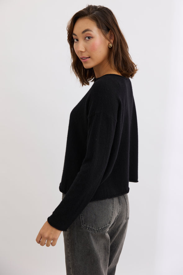 Reversible Button Cardi Black