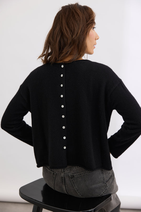 Reversible Button Cardi Black