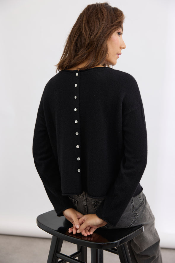 Reversible Button Cardi Black