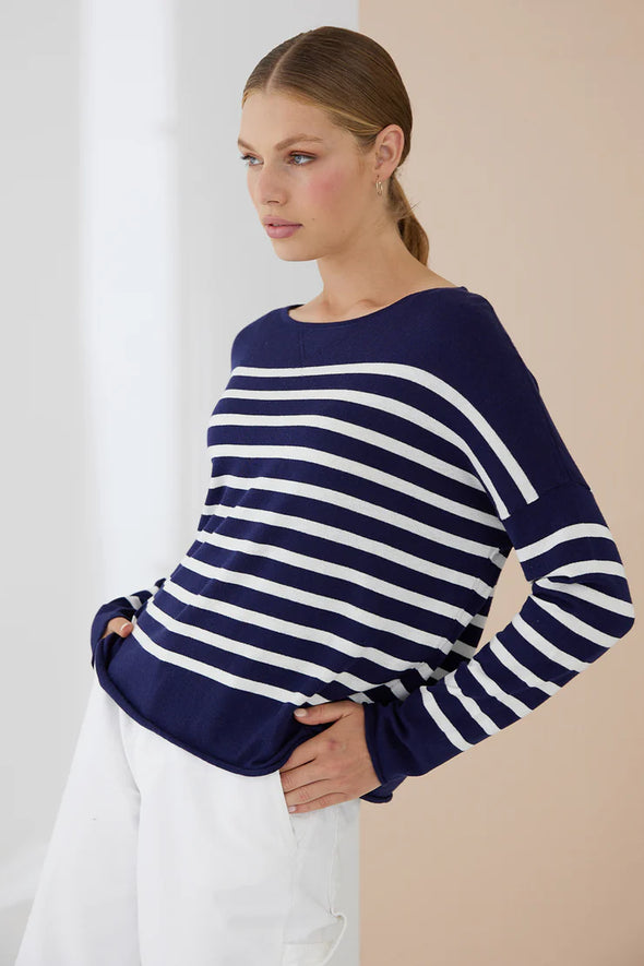 Como Stripe Crew - Navy-Chalk