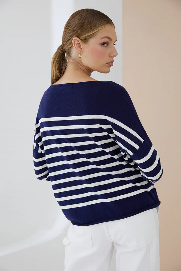Como Stripe Crew - Navy-Chalk