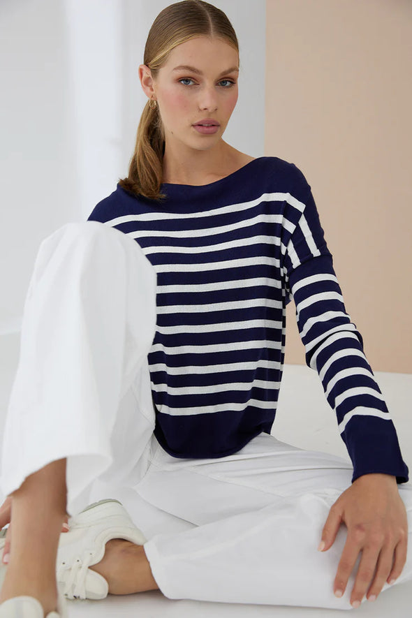 Como Stripe Crew - Navy-Chalk