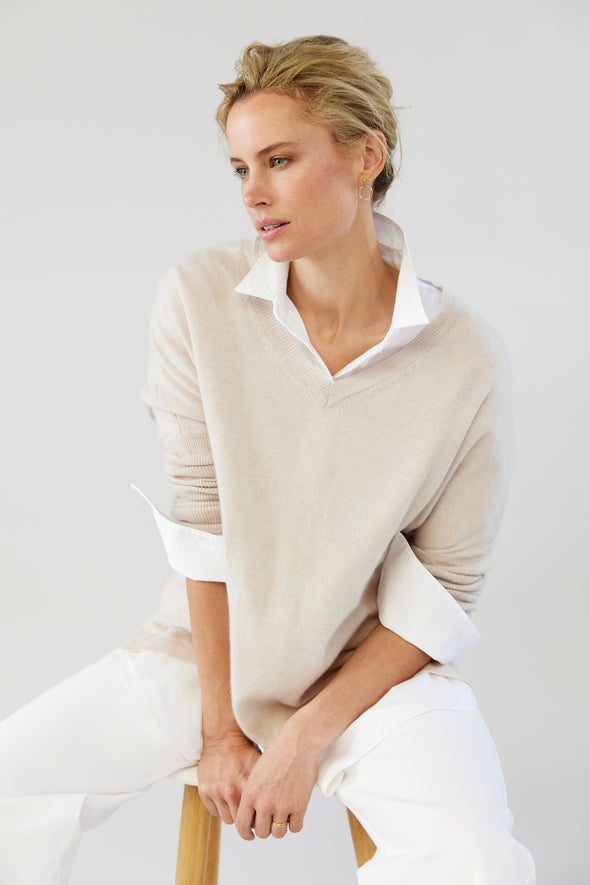 Boyfriend V Neck - Alabaster