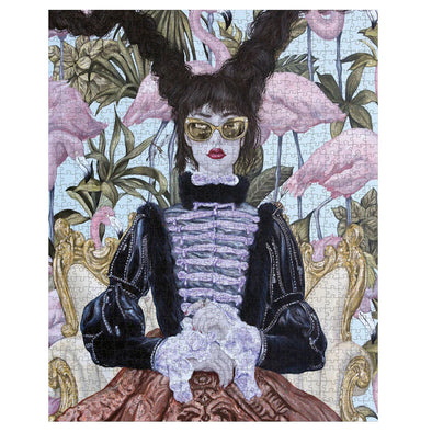 Girl With Pink Flamingos 1000 PCE Puzzle