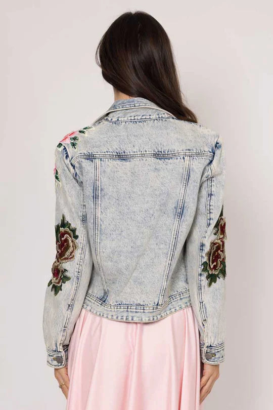 Lily Denim Embroidered Jacket Blue Denim