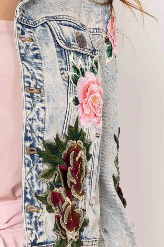 Lily Denim Embroidered Jacket Blue Denim