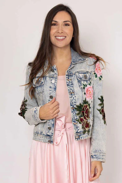 Lily Denim Embroidered Jacket Blue Denim
