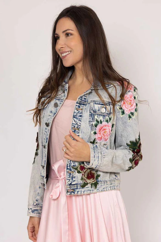 Lily Denim Embroidered Jacket Blue Denim