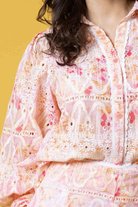 Mason Embroidered Shirt Peach
