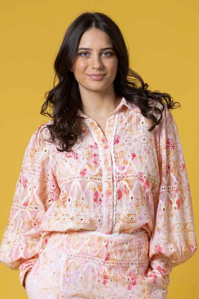Mason Embroidered Shirt Peach