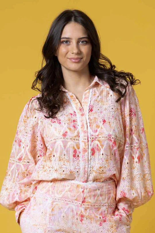 Mason Embroidered Shirt Peach