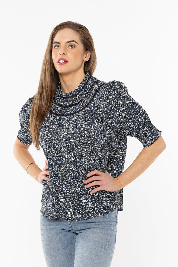 Delilah Top-Denim Blossom