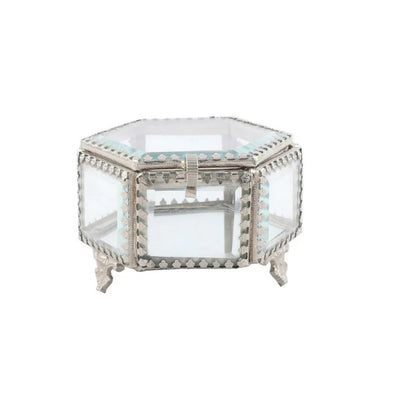 Brass and Glass Hexagon jewellery box