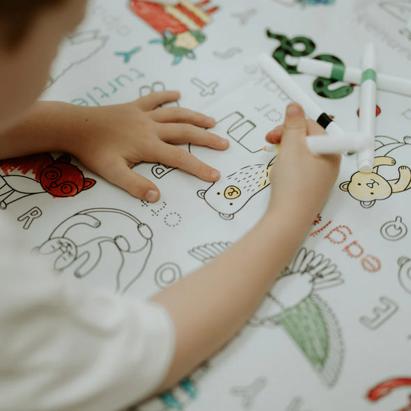 Washable, Reusable Colouring In Tablecloth Set