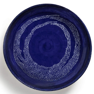 Serving Bowl M Blue with White Dots
