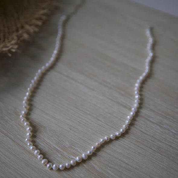 Silver Perle 4mm Fresh Water Pearl Necklace 45cm