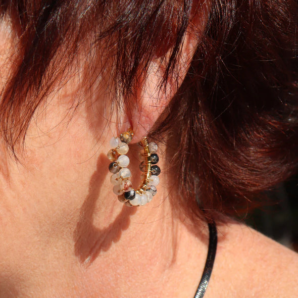 A Steel Me Salt & Pepper Hoop Earrings