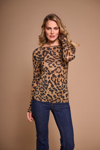 Long sleeve animal print top