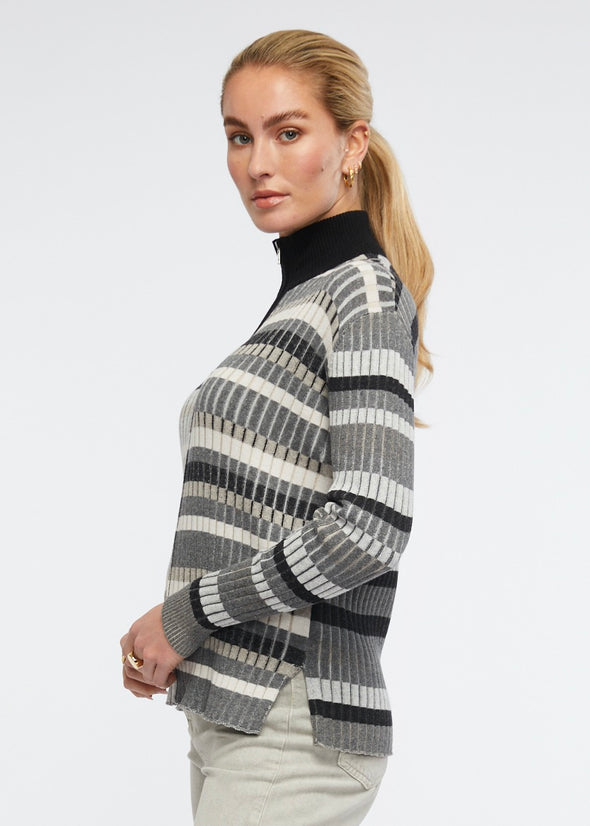 Multi Stripe Zip Up-Multi