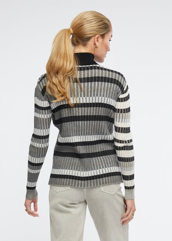 Multi Stripe Zip Up-Multi