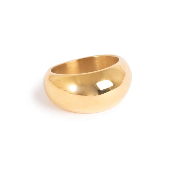 Pure Steel Ring  - Soft Bubbly Gold