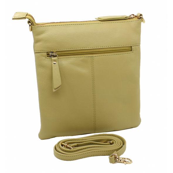 Baron Leather Double Zip Bag - Lime