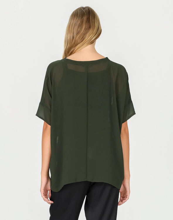 Relaxed Short Sleeve Sheer Top