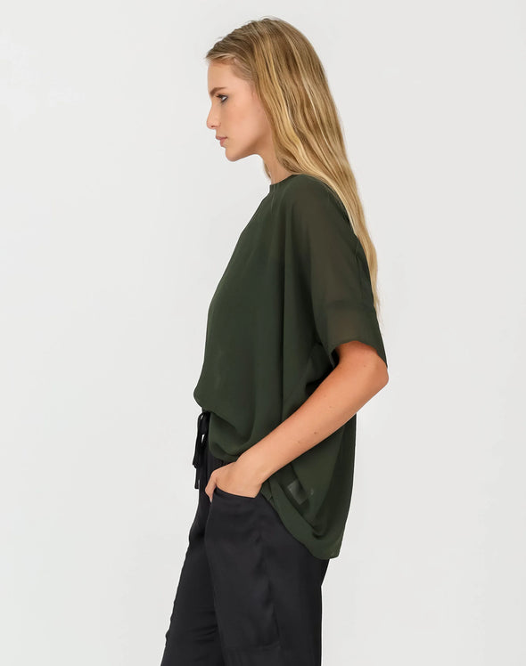 Relaxed Short Sleeve Sheer Top