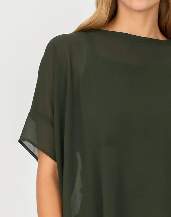 Relaxed Short Sleeve Sheer Top