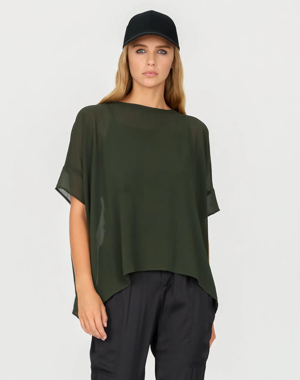 Relaxed Short Sleeve Sheer Top