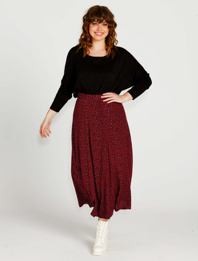 Candice Midi Skirt - Wine Animal