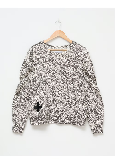 Pia Puff Sweater Grey Leopard