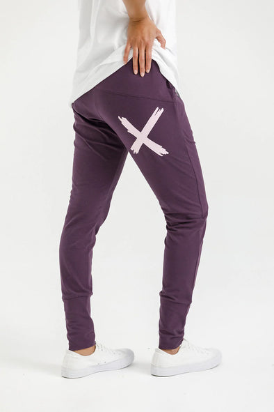 Apartment Pants -  Plum with pastel pink