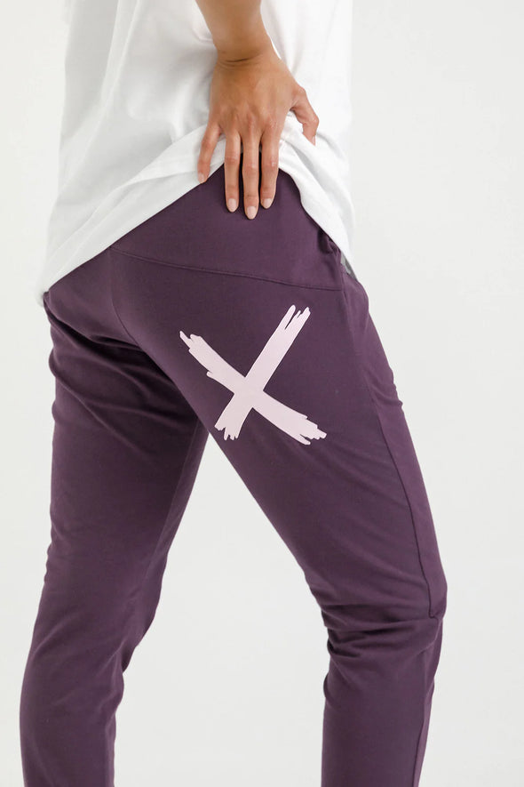 Apartment Pants -  Plum with pastel pink