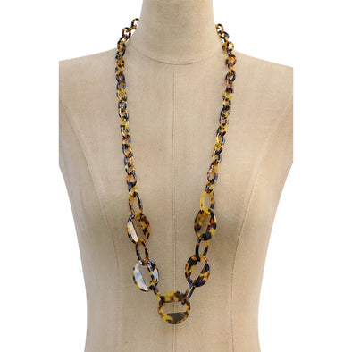 Tortoise shell style chain & link necklace