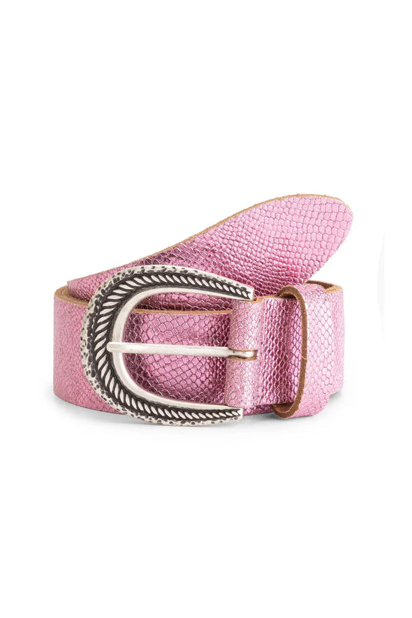 Vibrant Neon Pink Leather Belt