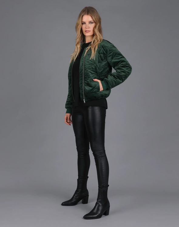 Quilted Velvet Bomber - Green