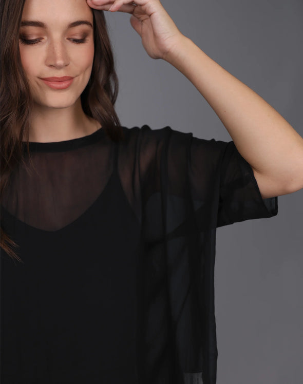 Relaxed Short Sleeve Sheer Top