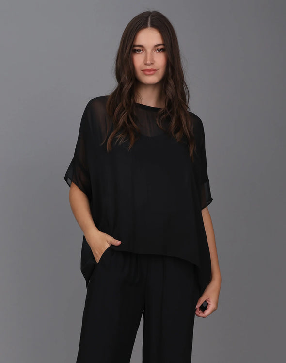 Relaxed Short Sleeve Sheer Top