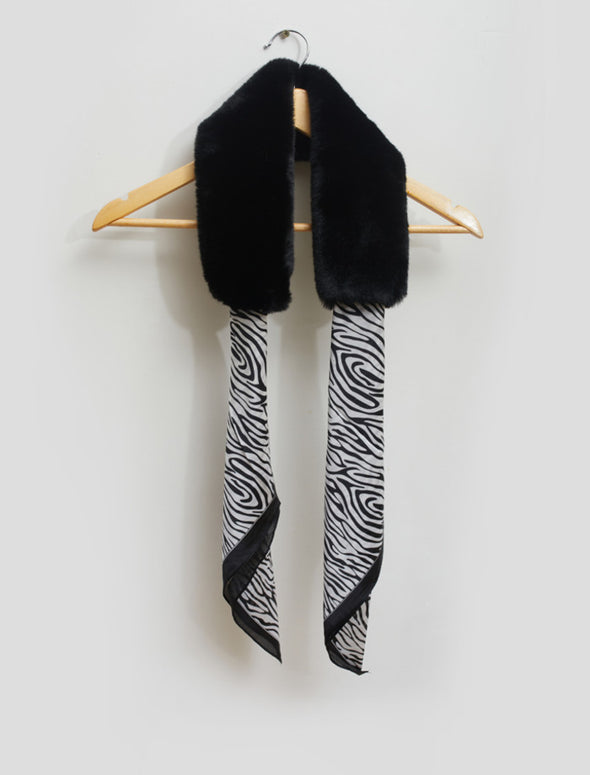 fur neck zebra scarf 1836