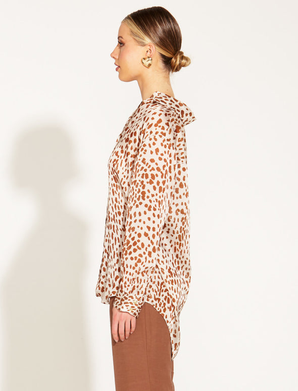 True to Life Collared Shirt- Giraffe Print