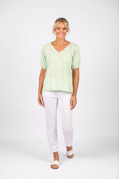 Plain V Neck Top Floaty Sleeve | 4454