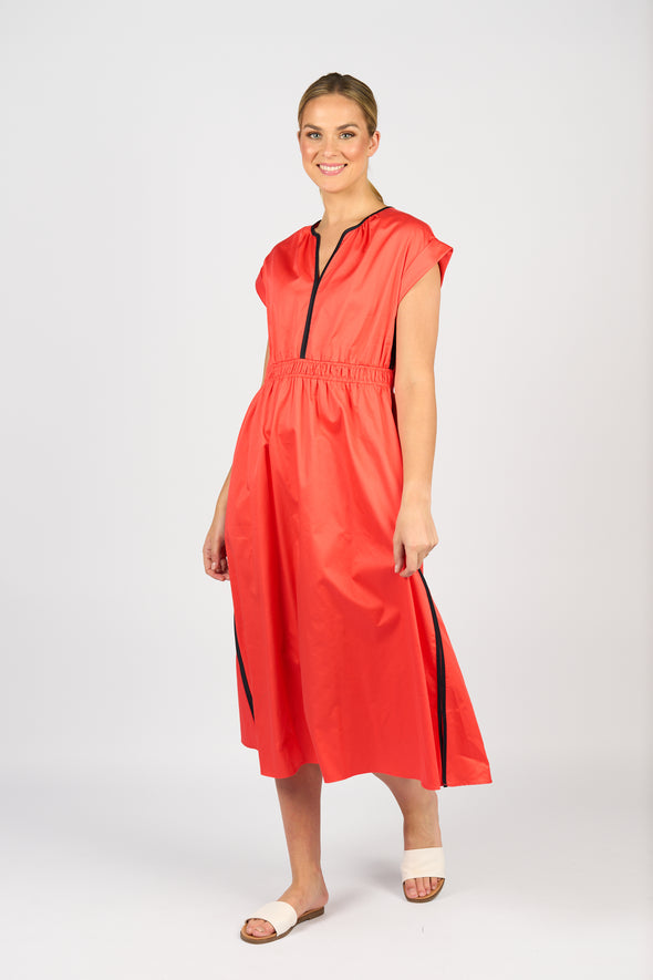 V-Neck Shirred Waist Dress | 6118