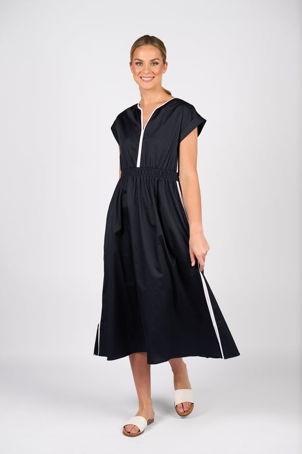 V-Neck Shirred Waist Dress | 6118