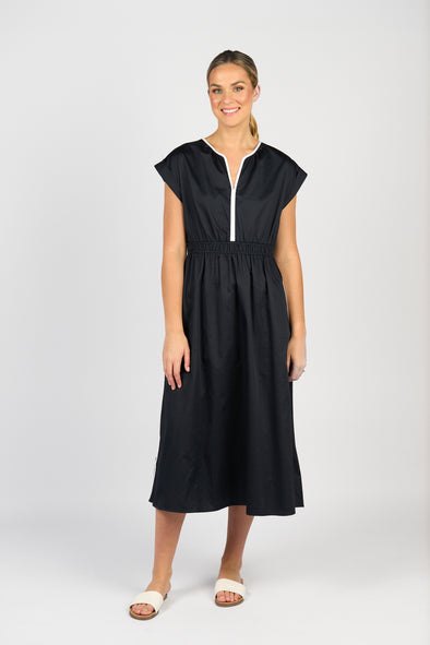 V-Neck Shirred Waist Dress | 6118