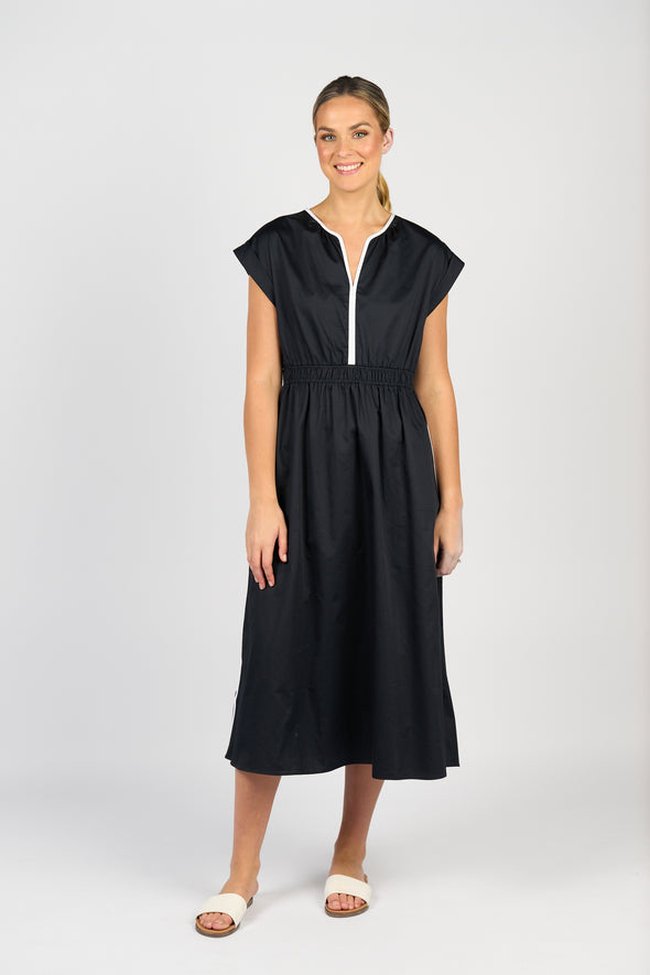 V-Neck Shirred Waist Dress | 6118