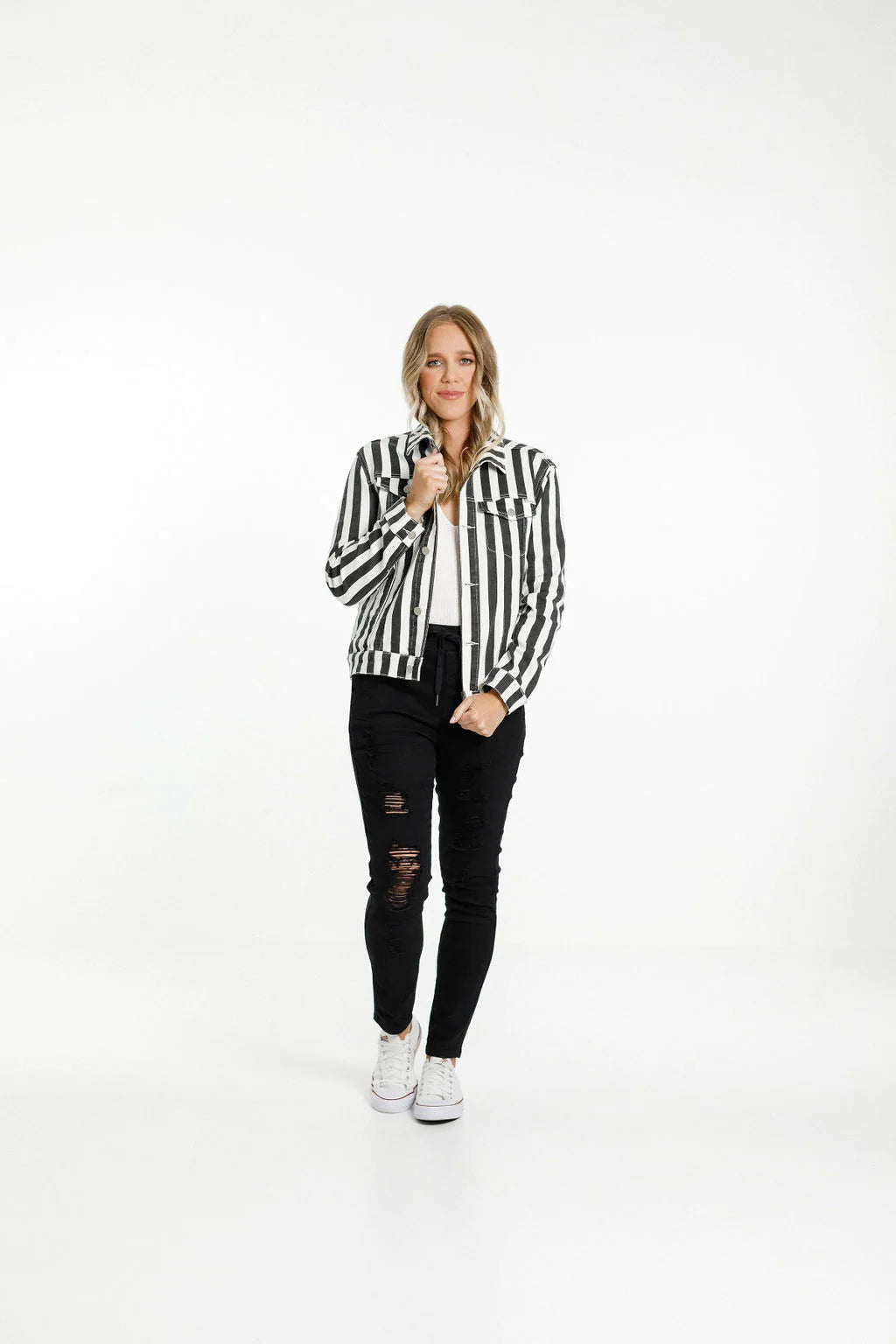 Classic stripe denim jacket Hamilton Murray Boutique