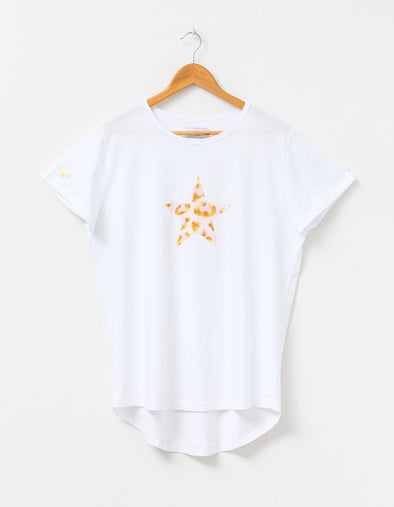 Stella & Gemma - White Tee - Pink Leo Star