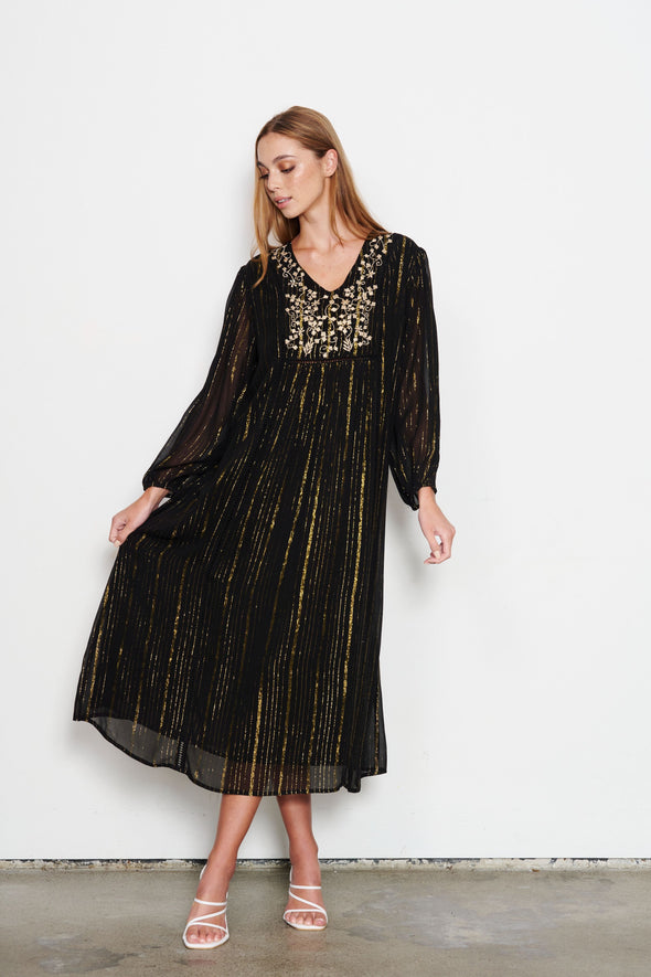 Dress gold embroidery